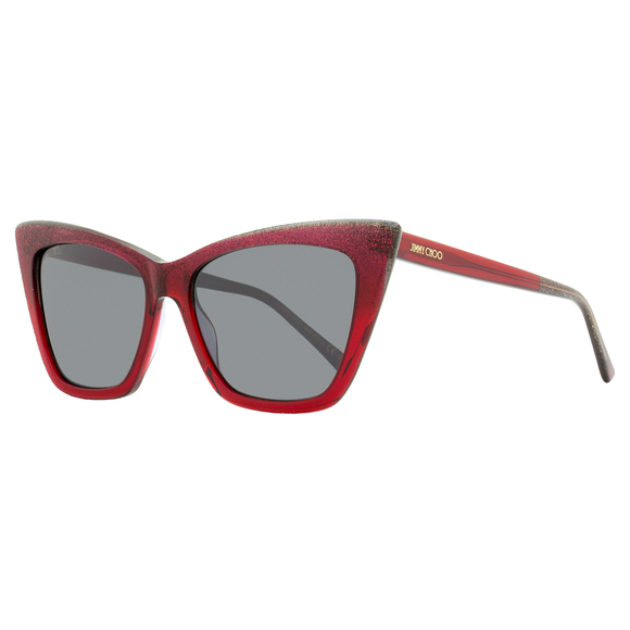 Jimmy Choo Cat Eye Sunglasses Lucine DXLT4 Red Glitter 55mm - Picture 1 of 2